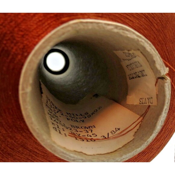 Burke Mills VTG 80s Brt Poly Brown Embroidery Thread Cone  135/2 630Grs - Picture 2 of 3